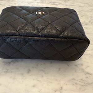 CHANEL Black Quilted Caviar Leather Pouch